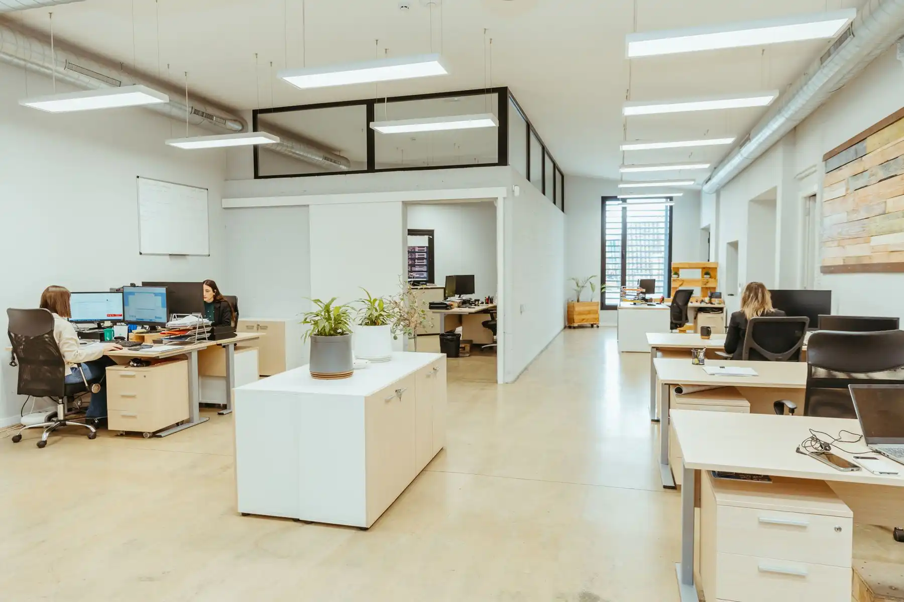 Oficinas de ECO4US con el equipo de administración trabajando